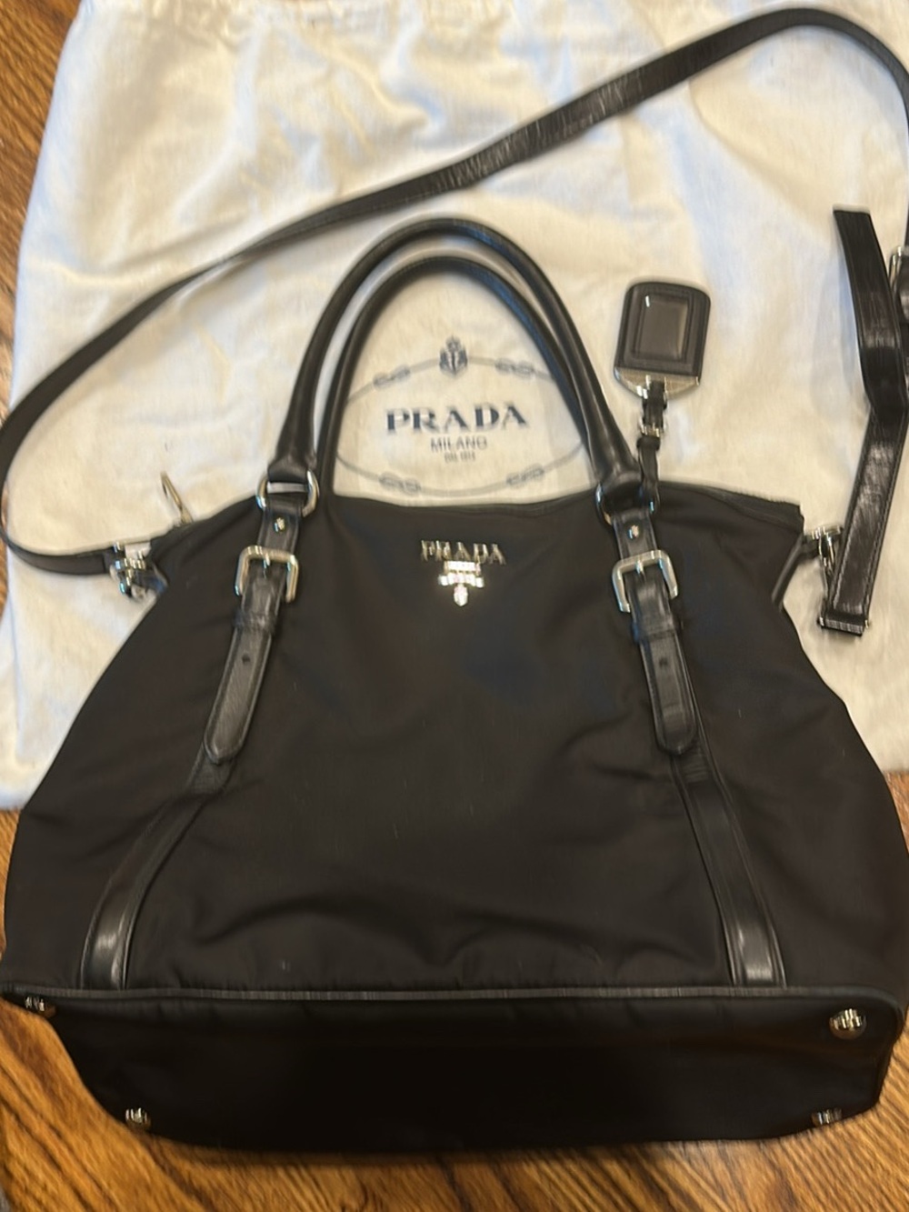 Prada Black Nylon Bag Leather  - Prada